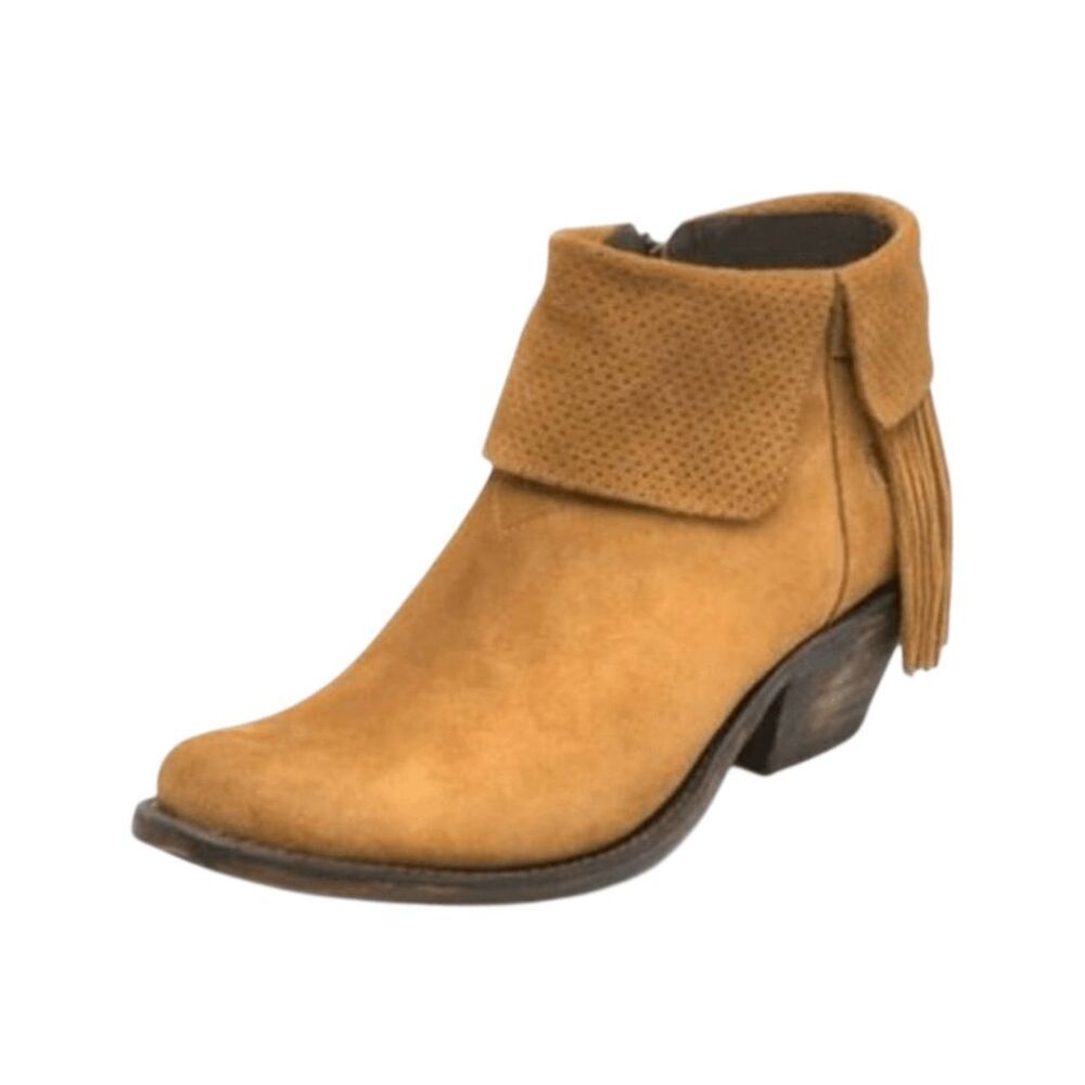 JUSTIN BOOTS Reba Suede Fringed Ankle Boot Size 8.5B